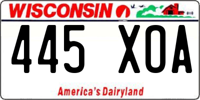 WI license plate 445XOA