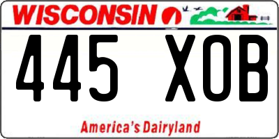 WI license plate 445XOB