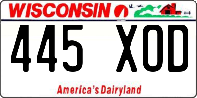 WI license plate 445XOD