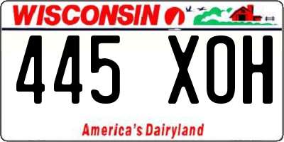WI license plate 445XOH