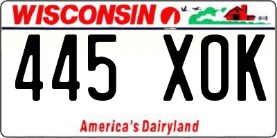 WI license plate 445XOK