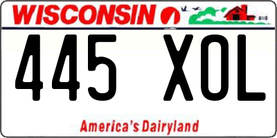 WI license plate 445XOL