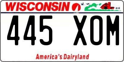 WI license plate 445XOM