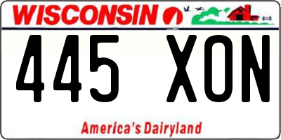 WI license plate 445XON