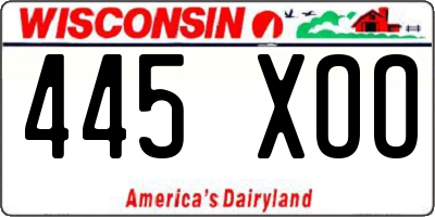WI license plate 445XOO