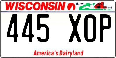 WI license plate 445XOP
