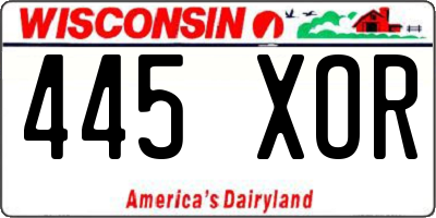 WI license plate 445XOR