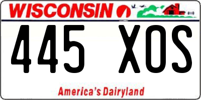 WI license plate 445XOS