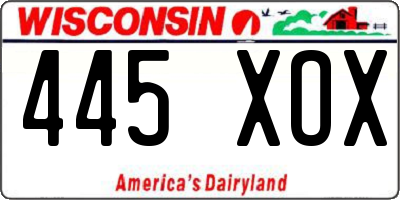 WI license plate 445XOX