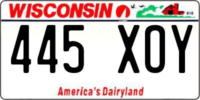 WI license plate 445XOY