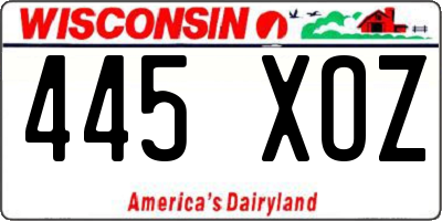WI license plate 445XOZ