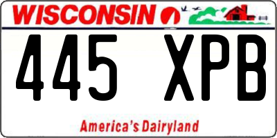 WI license plate 445XPB