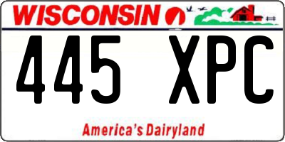 WI license plate 445XPC
