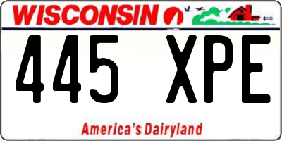 WI license plate 445XPE