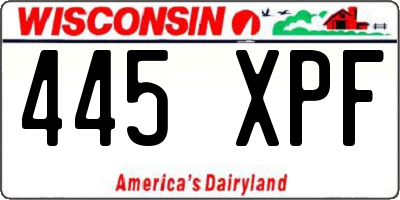 WI license plate 445XPF
