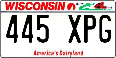 WI license plate 445XPG