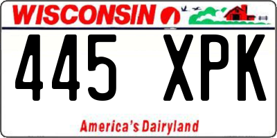 WI license plate 445XPK