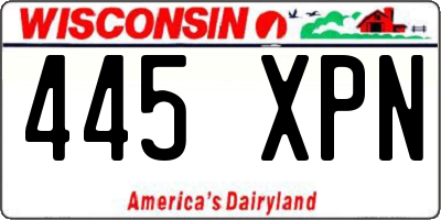 WI license plate 445XPN