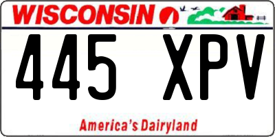 WI license plate 445XPV