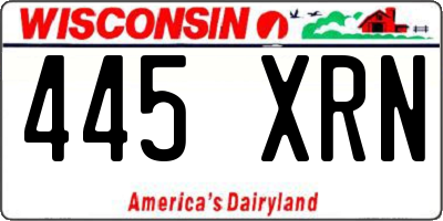 WI license plate 445XRN