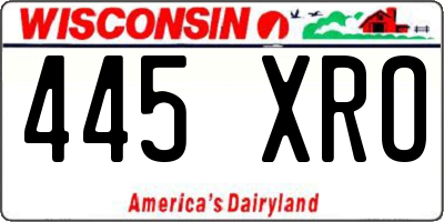 WI license plate 445XRO