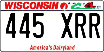 WI license plate 445XRR