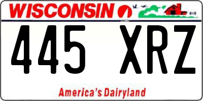 WI license plate 445XRZ