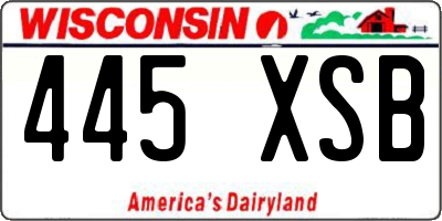 WI license plate 445XSB