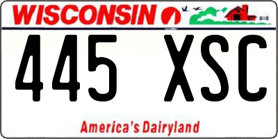 WI license plate 445XSC