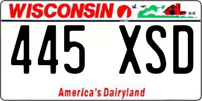 WI license plate 445XSD