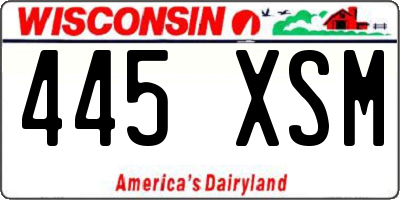 WI license plate 445XSM