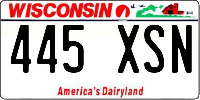 WI license plate 445XSN