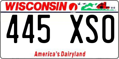 WI license plate 445XSO