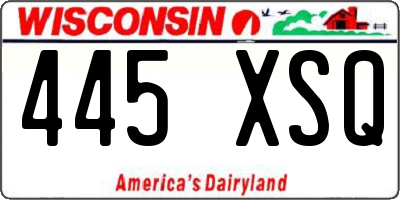 WI license plate 445XSQ