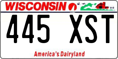WI license plate 445XST