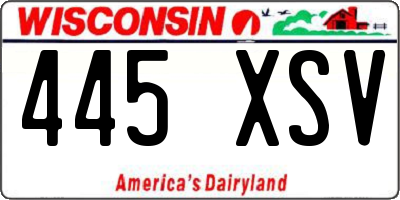 WI license plate 445XSV