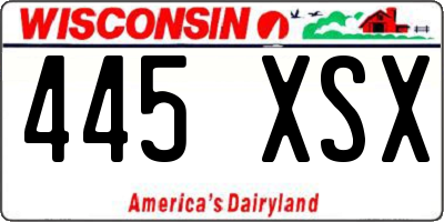 WI license plate 445XSX