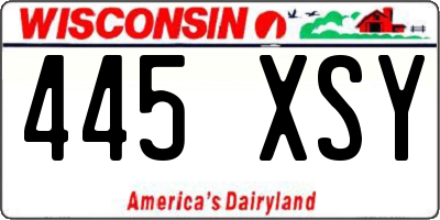 WI license plate 445XSY