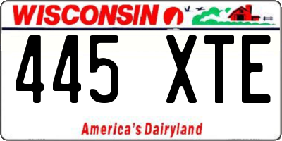 WI license plate 445XTE