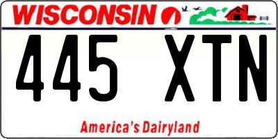 WI license plate 445XTN