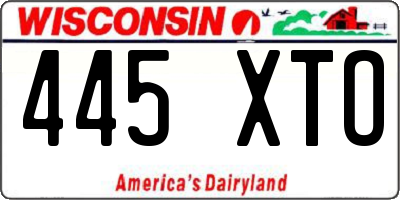 WI license plate 445XTO