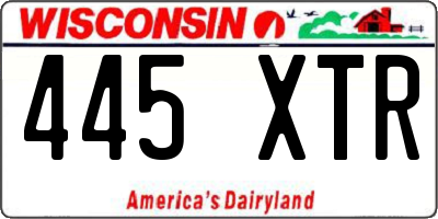 WI license plate 445XTR
