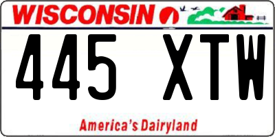 WI license plate 445XTW