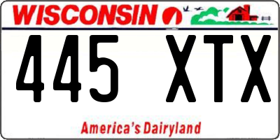 WI license plate 445XTX