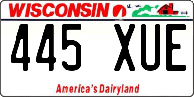 WI license plate 445XUE