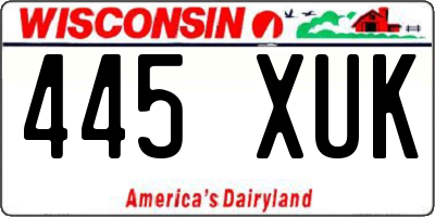 WI license plate 445XUK