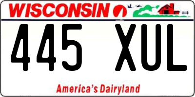 WI license plate 445XUL