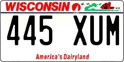 WI license plate 445XUM