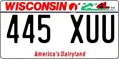 WI license plate 445XUU