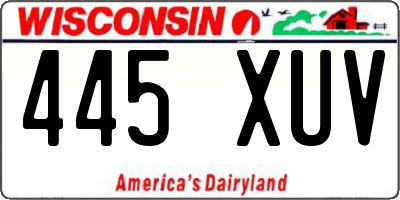WI license plate 445XUV